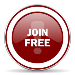 join free red glossy web icon