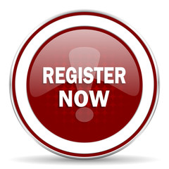 register now red glossy web icon