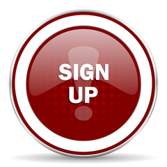 sign up red glossy web icon