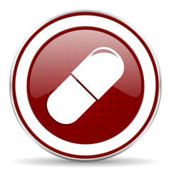 drugs red glossy web icon
