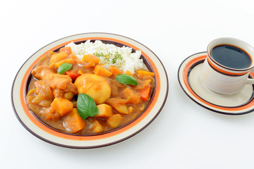 美味しそうなカレーライスとコーヒー