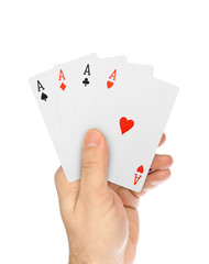 Hand with playing cards