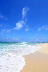 Fototapeta na wymiar 南国の美しいビーチと紺碧の空 