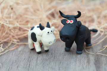 Plasticine world - little homemade black-and-white cow  © fieryphoenix