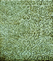 Ornamental carvings colorful wall