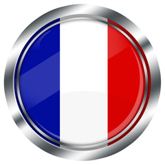 runder Frankreich flagge button, glossy, weißer Hintergrund