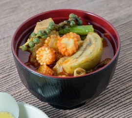 Delicious Red Curry and Pork with Boiled Egg
