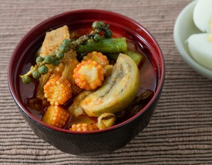 Red Curry and Coconut Milk with Boiled Egg