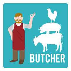 Butchery illustration over color background