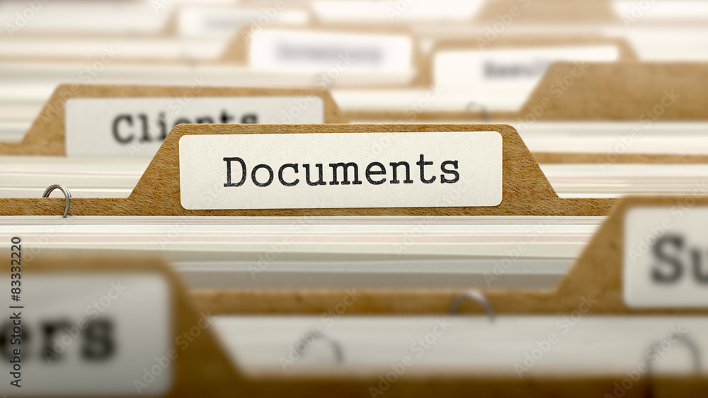 Poster documents concept with word on folder.