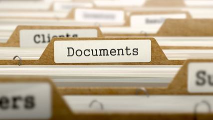 Documents Concept with Word on Folder. - obrazy, fototapety, plakaty