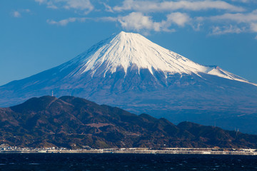 Fototapeta na wymiar Mountain Fuji and Sugaru bay at Shizuoka prefecture