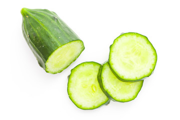 Fresh cucumber slice isolated on white background