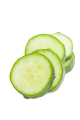 Fresh cucumber slice isolated on white background