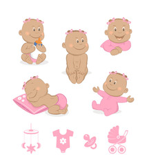 Obraz premium African baby girl vector set