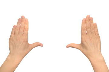 Isolated image with human hand shows gestures