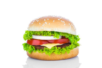 Hamburger on white background