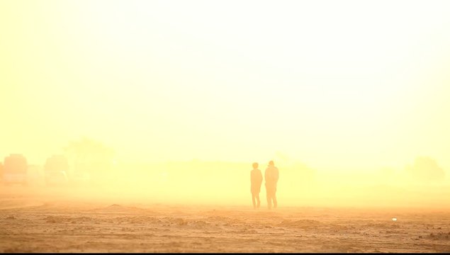 people silhouette in Disert Rajasthan India