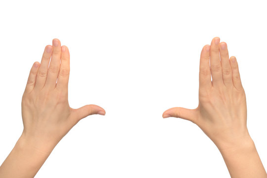 Isolated image with human hand shows gestures