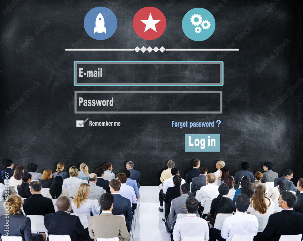 Poster log in security username password protection privacy concept