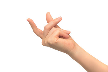 Isolated image with human hand shows gestures