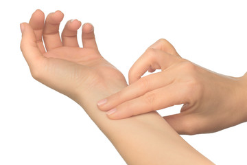 Isolated image with human hand shows gestures