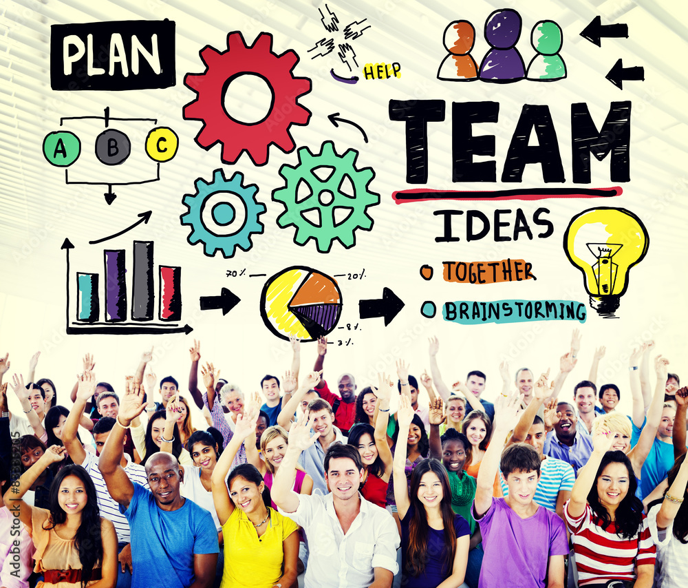 Poster teamwork team collaboration connection togetherness unity concep