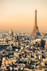 Foto auf Glas Eiffelturm bei Sonnenaufgang, Paris. © Luciano Mortula-LGM