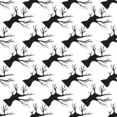 Seamless diagonal pattern with black tree silhouette