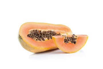 whole papaya fruits on white background