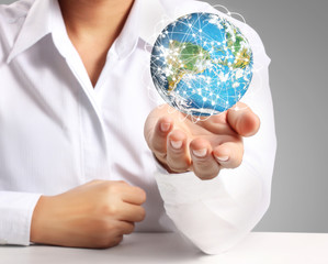 Man holding global in hands