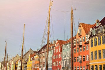 Naklejka premium Nyhavn in Copenhagen Denmark - Famous tourist attraction