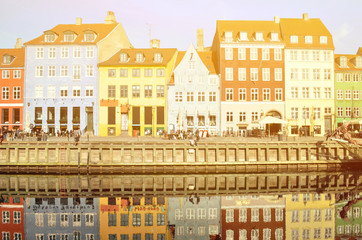 Fototapeta na wymiar Nyhavn in Copenhagen Denmark - Famous tourist attraction