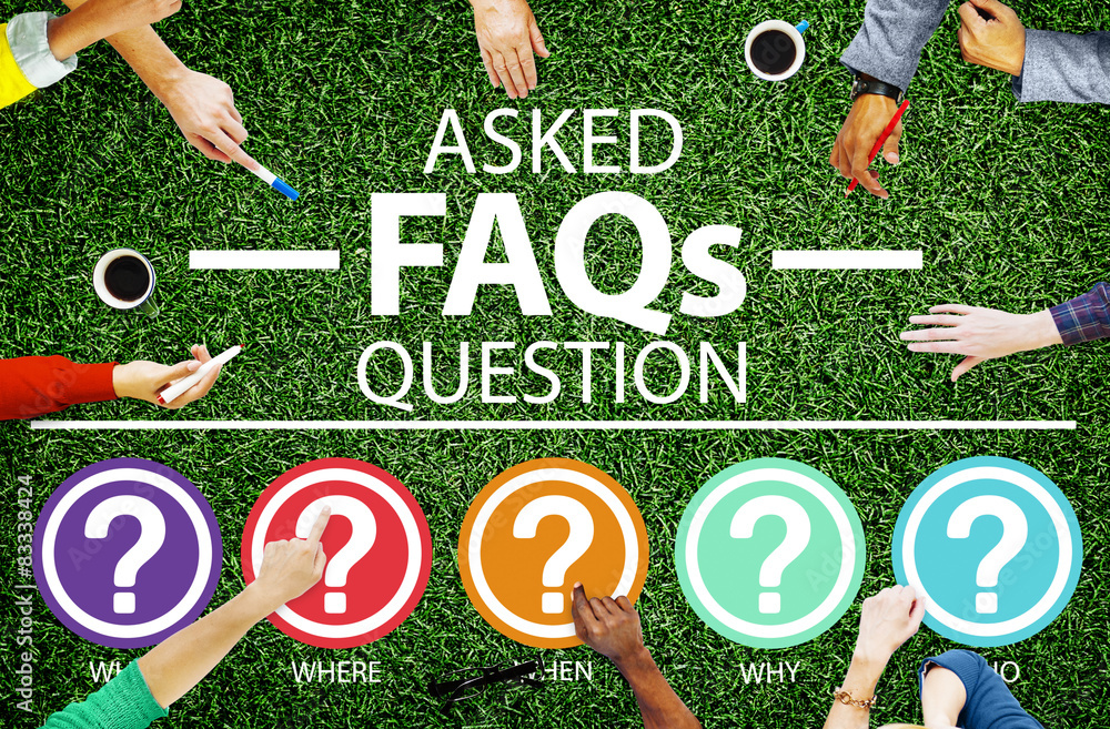 Aufkleber frequently asked questions faq problems concept