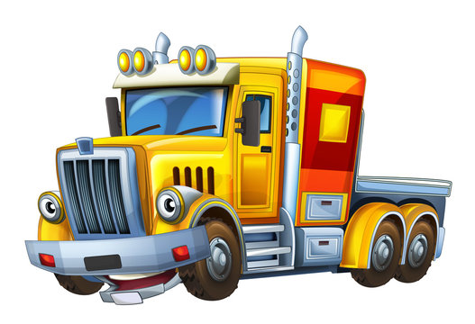 Cartoon truck - caricature - illustration for the children