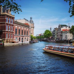 Obraz premium Amsterdam canal scen
