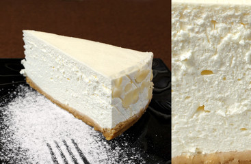 Cake on a dark background.  Close-up.