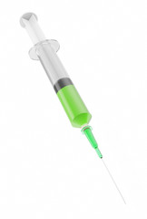 Fototapeta premium 3d illustration of a syringe with green liquid inside