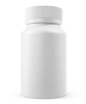 White Blank Jar for tablets with shadow. 3d illustration High