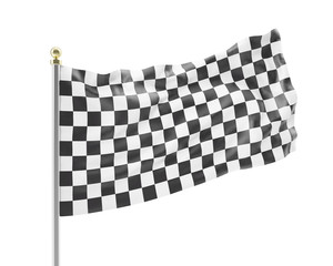 Black and white racing flag isolated on a white background. 3d