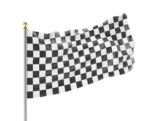 Obraz premium Black and white racing flag isolated on a white background. 3d