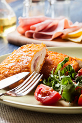 Cutlet Cordon Bleu with salad