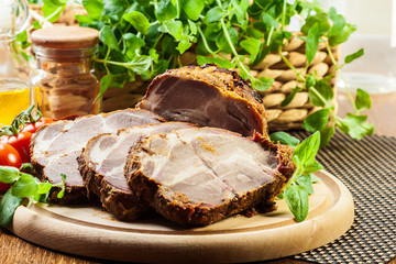 Roasted pork neck with spices