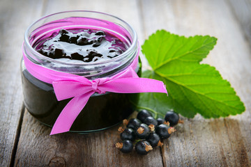 Blackcurrant jam in jar