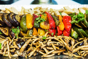 The italian salad from a salami, macaroni and cheese