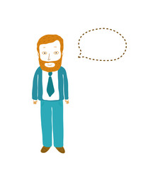 Business man with an empty speech bubble, vector illustration