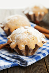 Birthday cupcake with butter cream and candle 