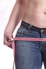 Girl measuring thigh
