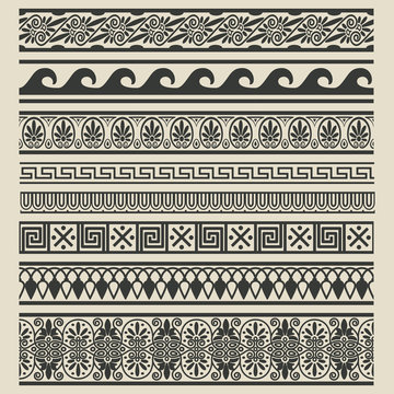 Border decoration set. Greek ethnic patterns