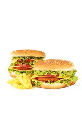 Big burgers isolated on white